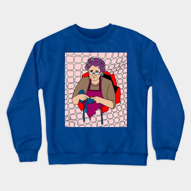 Grandma At The Knitting Hobby Crocheting Crewneck Sweatshirt by flofin